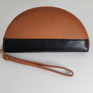 Elizabeth and James Half Moon Wristlet Wallet Vegan Leather Brown Black Clutch